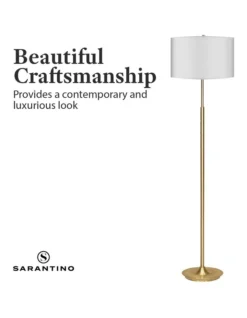 Metal Floor Lamp Brushed Brass Finish With White Shade -Home Décor Sales 989380360 6 720x928