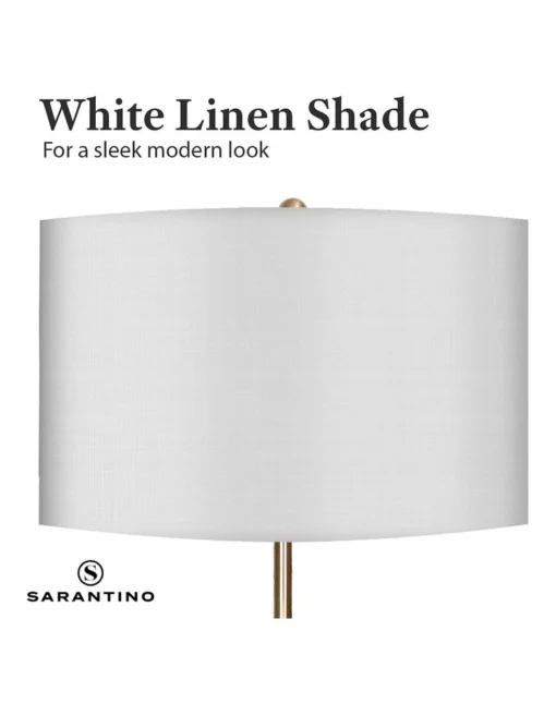Metal Floor Lamp Brushed Brass Finish With White Shade -Home Décor Sales