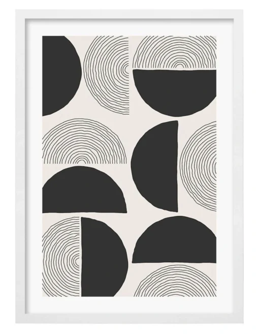 Profile Circle Lines Cluster Art Print A3 White Frame White Border -Home Décor Sales