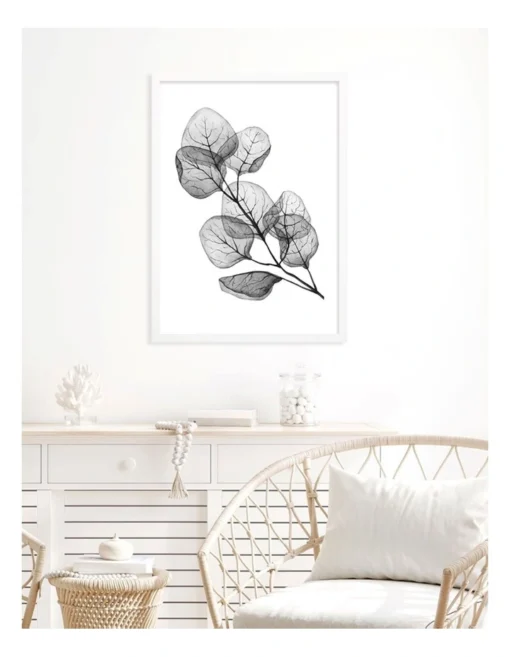 Profile Transparent Eucalyptus Silver Dollar Leaves Art Print A3 White Frame White Border -Home Décor Sales
